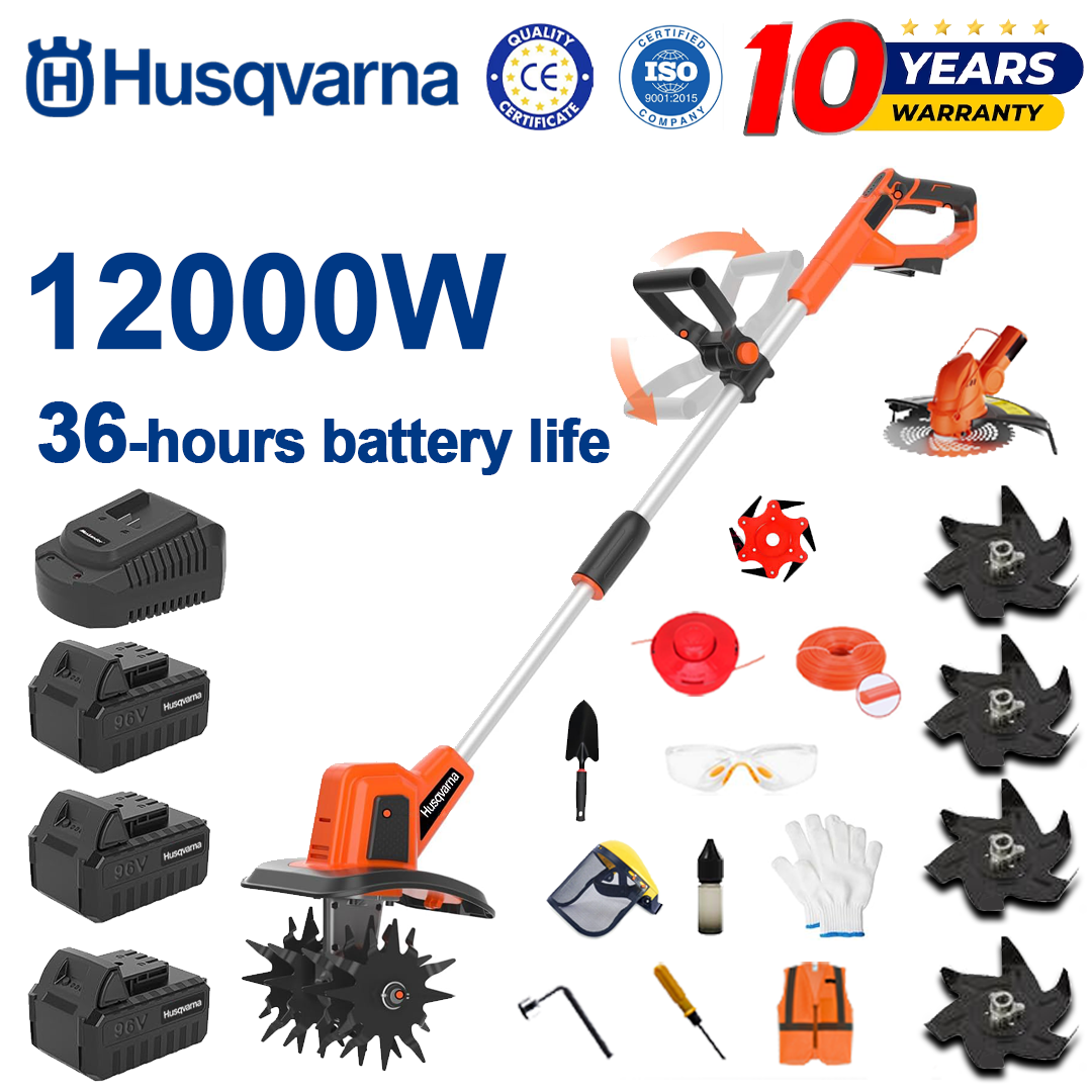 (Akumulatora darbības laiks: 36 stundas) 12000 W arkls + 96 V litija akumulators * 3 + griezējgalva * 1 + ātrais lādētājs * 1 + lāpsta * 1 + taisns asmens * 2 + arkla asmens * 4 + sakausējuma zāģa asmens * 1 + griešanas asmens * 1 + griešanas aukla * 1 + dažādi piederumi